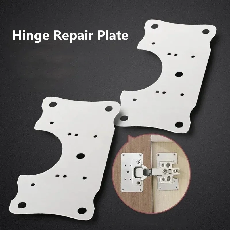 1Pc Stainless Steel Hinge Cabinet Repair Plate Kit Kitchen Cabinet Door Fixing Plate Bracket Screws Mounting Hardware