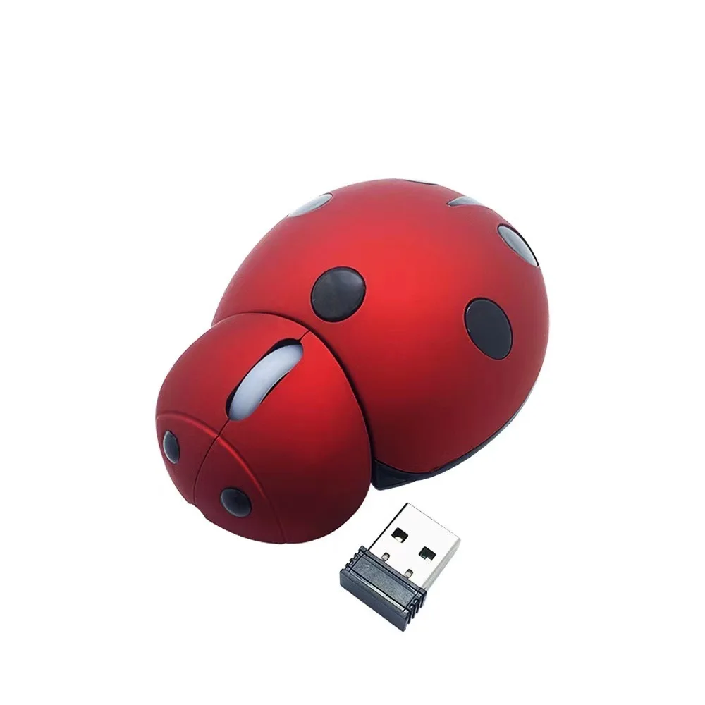 Portable silent Funny Cute Cartoon Seven Star Ladybug 2.4g Raton inalambrico Wireless Mouse laptop computer  Creative gifts