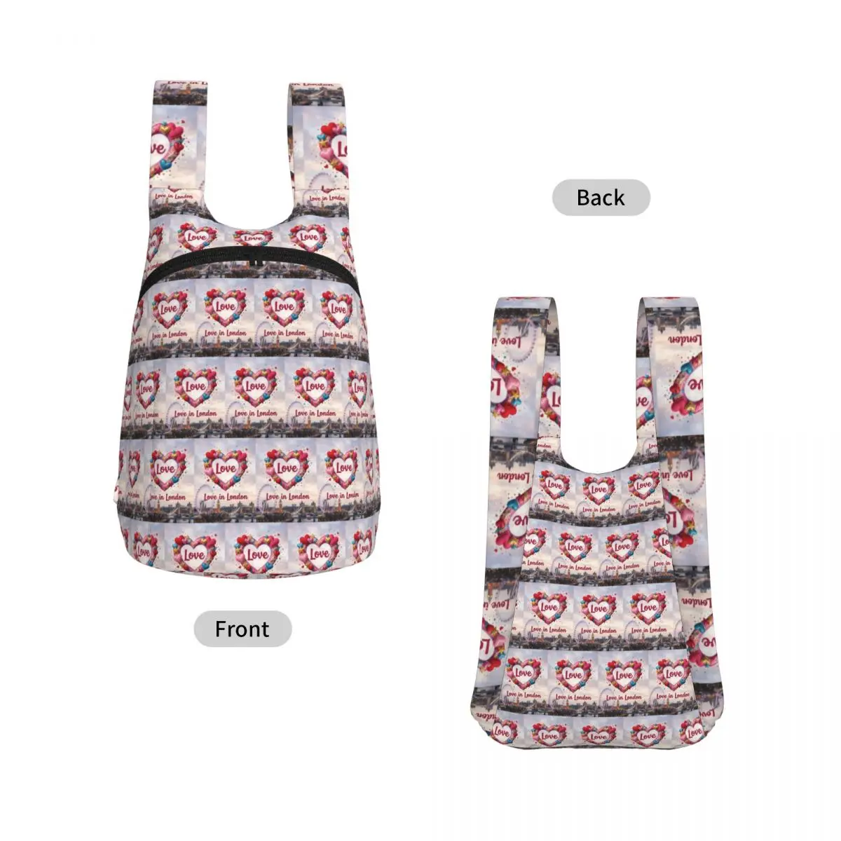 Love In London Heart Wreath City Skyline Backpack Student Storage BookBag Children School Bag Laptop Shoulder Bags Boys Girls