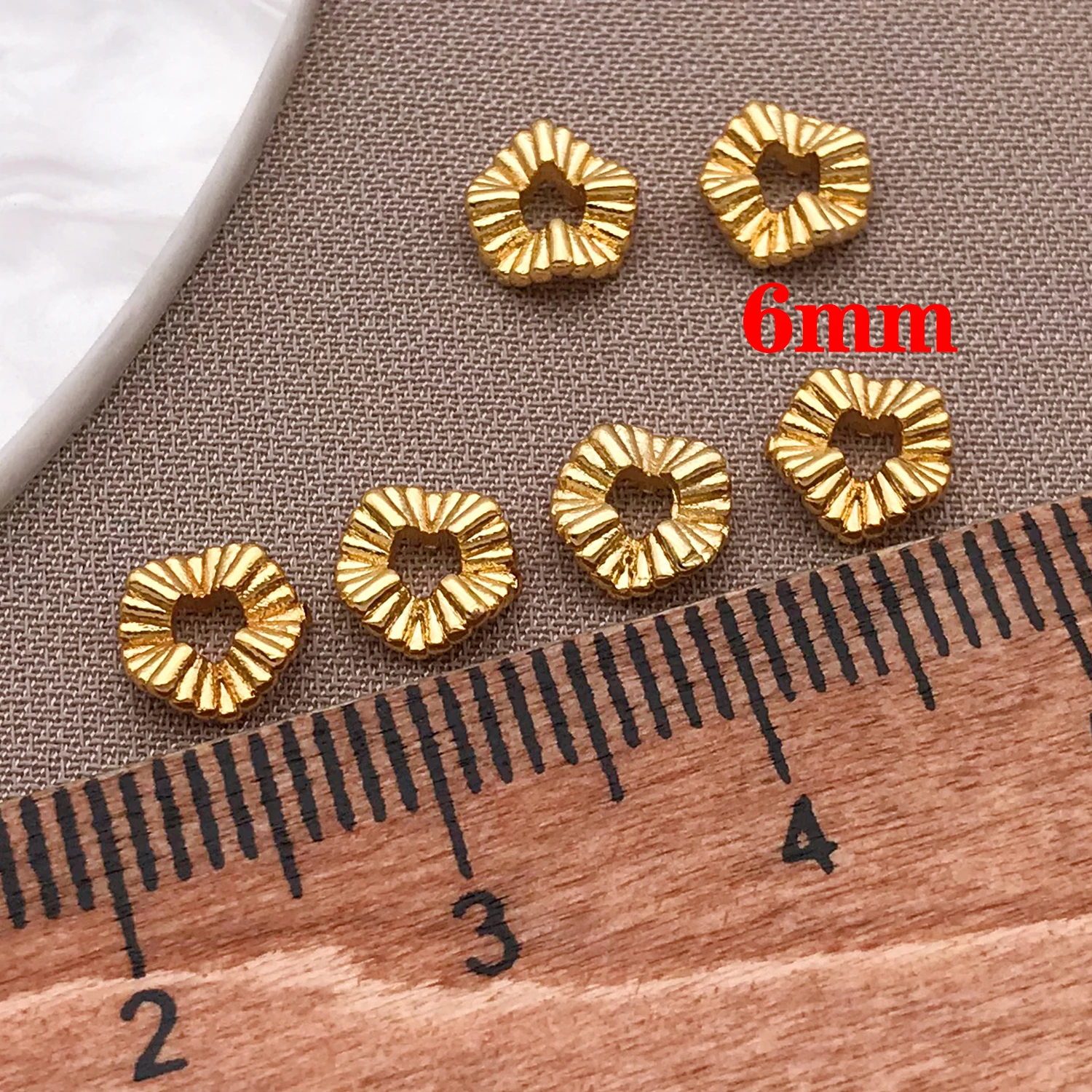 Mix 5/10pcs 18K Copper Plated Real Golden Beads