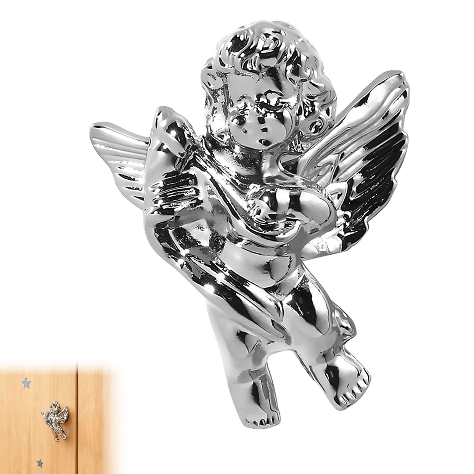 

Латунная ручка для выдвижного ящика с одним отверстием, хромированная ручка для шкафа, ручка для ящика «Маленький ангел» для современного роскошного декора мебели