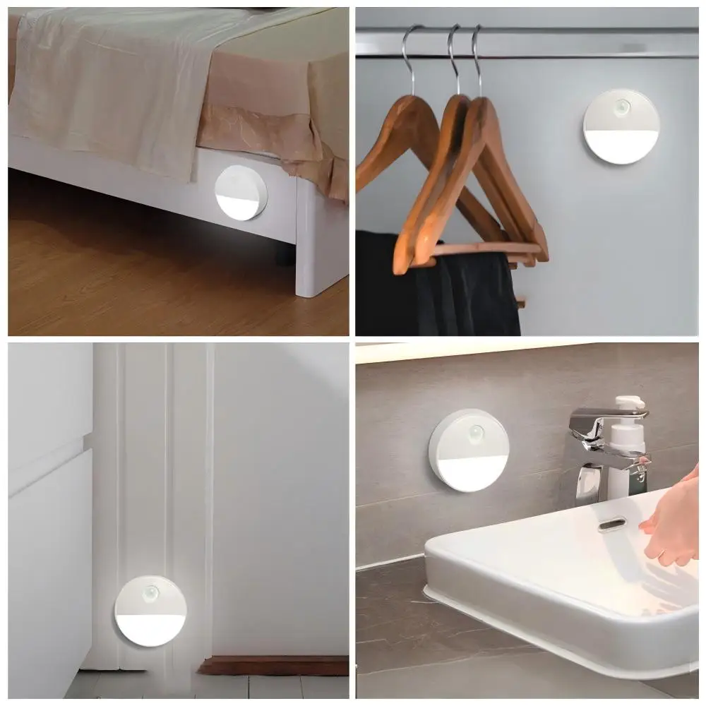 

Battery-Powered Induction Night Light with Magnetic Suspension for Easy Hanging Home Security Lighting Pack of Two