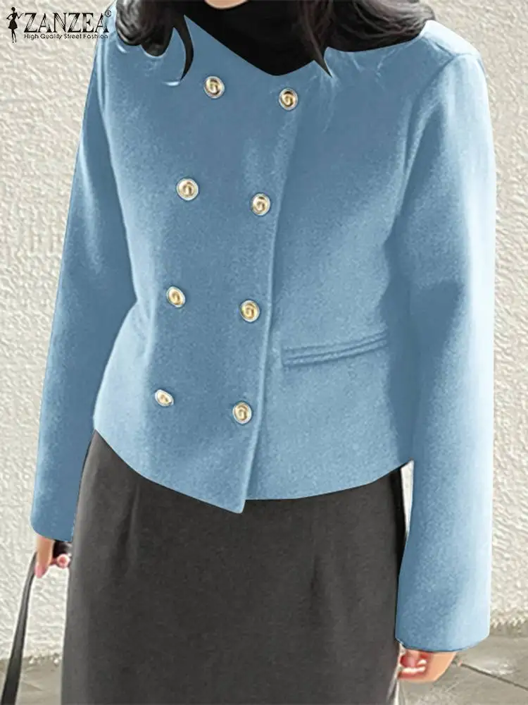 

2023 New Autumn Jacket Women ZANZEA Vintage Solid Long Sleeve Short Jacket Fashion Buttons Coats Female Casual Loose Outerwear