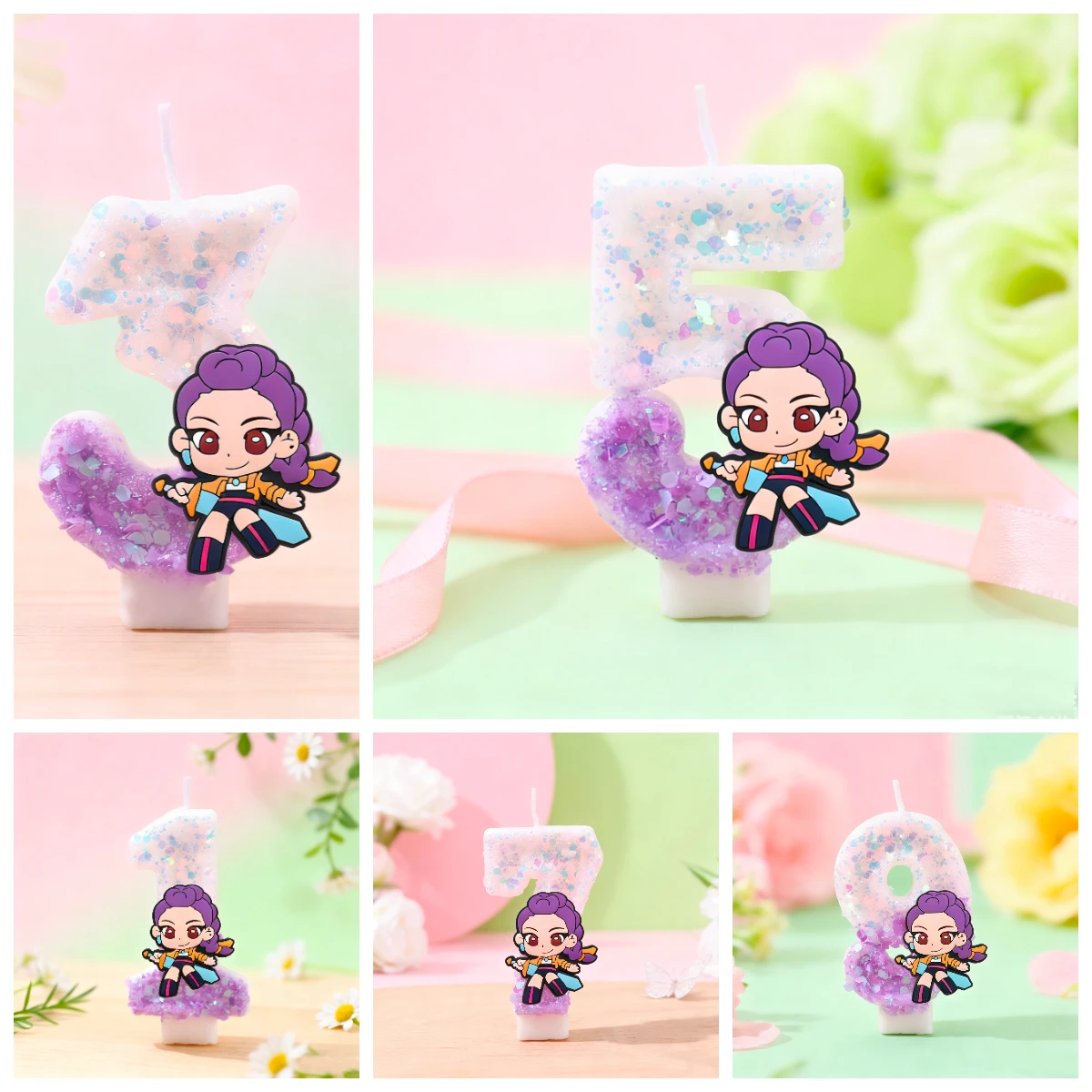Cartoon Themed Birthday Candles for 1-9 Year Old Kids Exquisite Cake Topper Decorations Safe Smokeless Party Favors Supplies