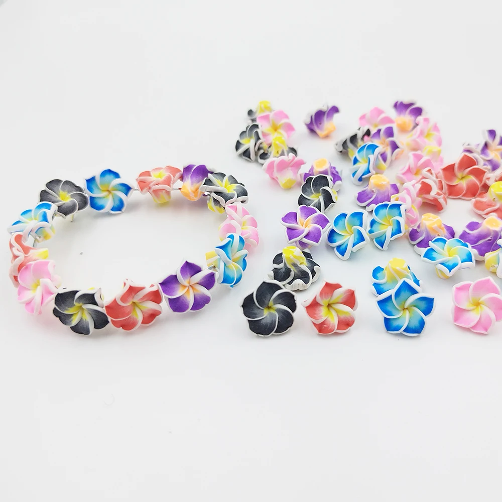 10PCS 15MM Plumeria Polymer Clay Flower Beads DIY Hawaiian Jewelry Craft Making Earrings Hairpin Accessories Material