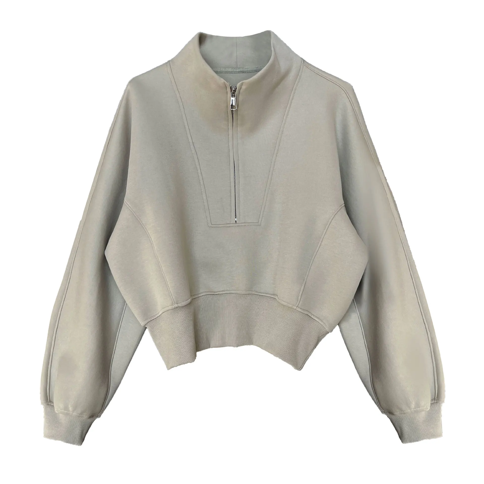 

Women's autumn and winter hoodie, high-end semi zipper, Korean casual sports high waisted top for women, windproof and warm