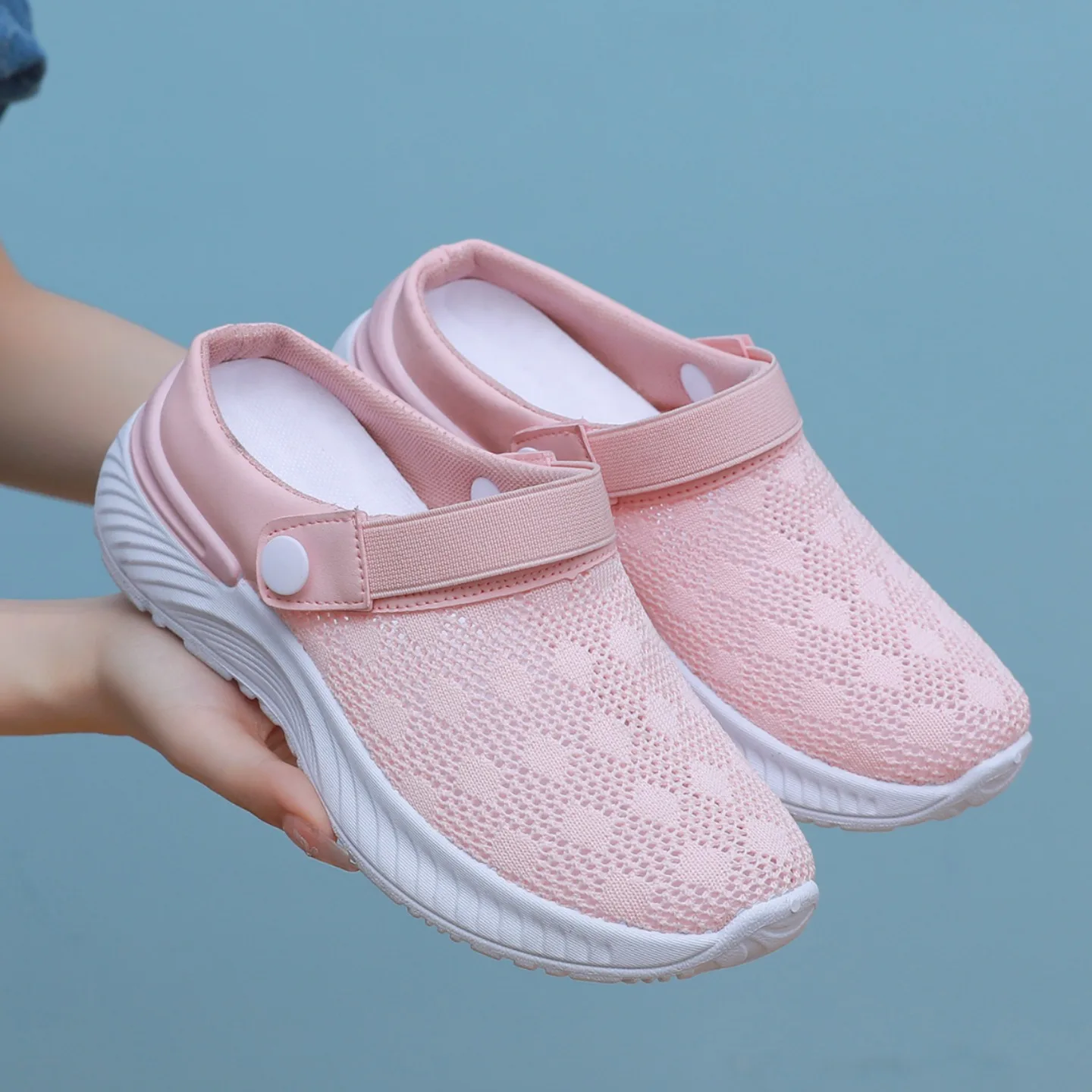 2024 summer new women's shoes fashion casual breathable mesh slippers shoes a slip-on half support shoes women's shoes