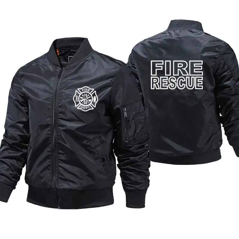 

Men's Fire Rescue Firefighter Fireman Ma-1 Pilot Air Thick Bomber Windbreaker Coats Streetwear Plus Size Jacket Parkas Clothes