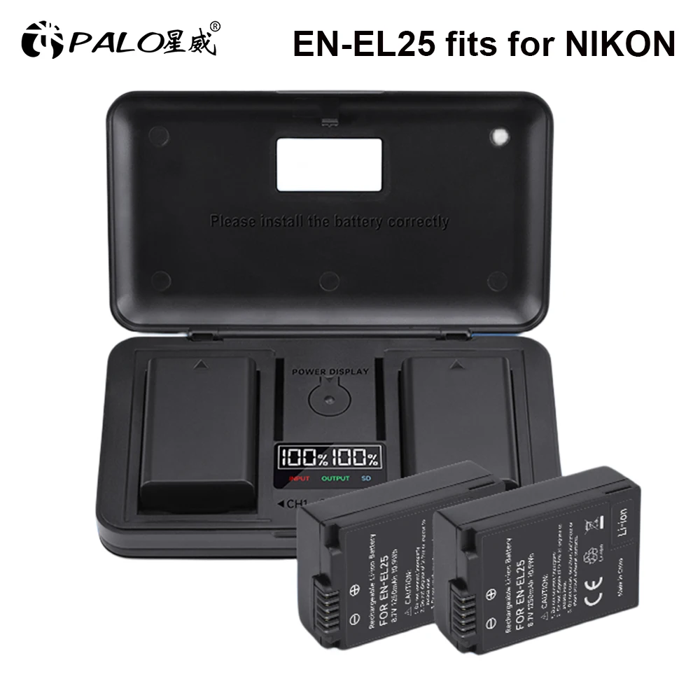 

PALO ENEL 25 EN-EL25 EN EL25 Camera Battery +LCD USB Storage Box Charger For Nikon Z50 ZFC Z 50 Z FC MH-32 Batteries