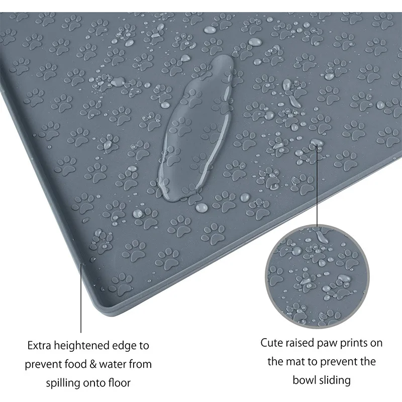 Tappetino per ciotola per cibo per cani, tappetino per ciotola per cani antiscivolo in Silicone tappetino per mangime per gatti impermeabile,