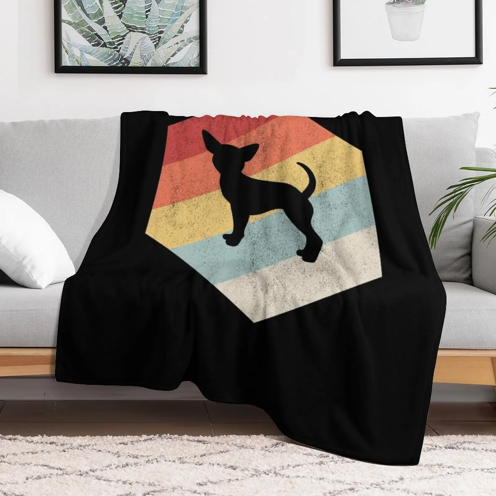 chihuahua dog art retro vintage funny chiwawa gifts Throw Blanket