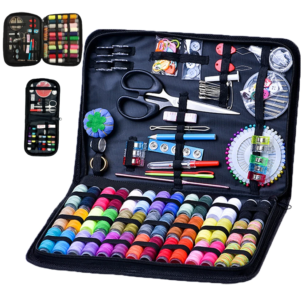 1-4-teiliges Nähset für Erwachsene, DIY Multifunktionales Nähbox-Set mit Nähzubehör, Fäden, Nadeln, Schere, Maßband, Knöpfen