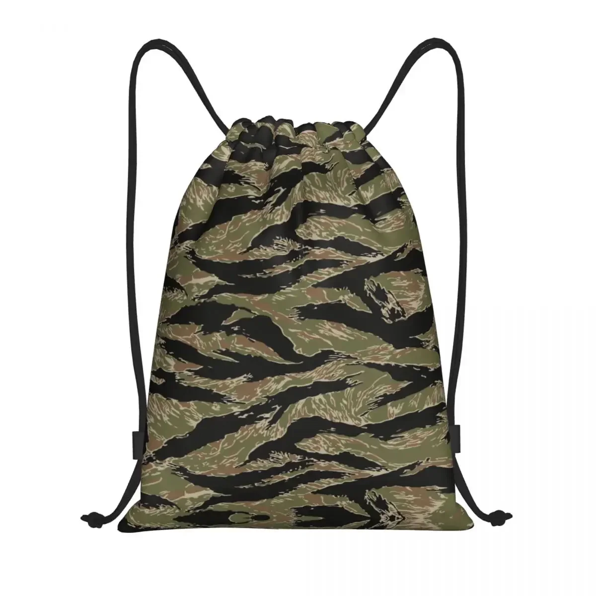 Tiger Stripe Camo Drawstring Backpack Women Men Sport Gym Sackpack Portable  Tactical Camouflage Training Bag Sack