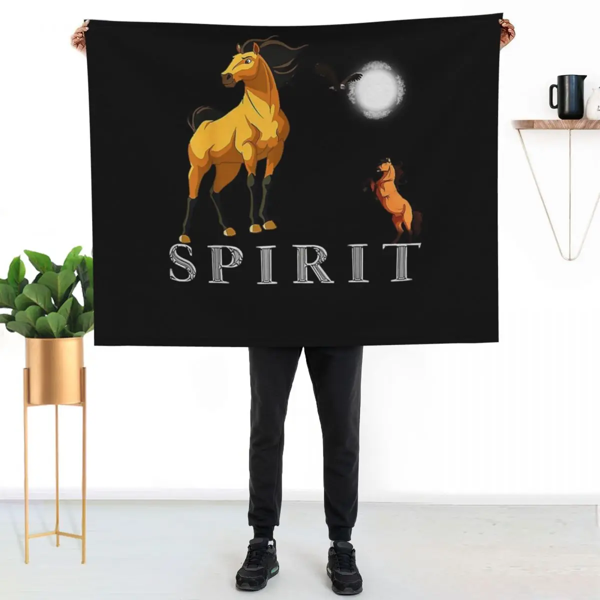 

Spirits Stallions of the Cimarrons Premium T-Shirt Throw Blanket All Season Lightweight Soft Blanket for Bed