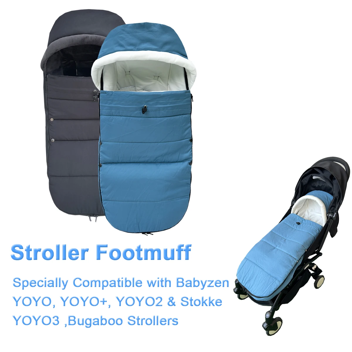 Mom Tan製のベビーカー用フットマフ。Babyzen YOYO/YOYO+/YOYO2、Stokke YOYO3、Butterflyのベビーカーに共通して使用可能。寝袋ではありません。 1
