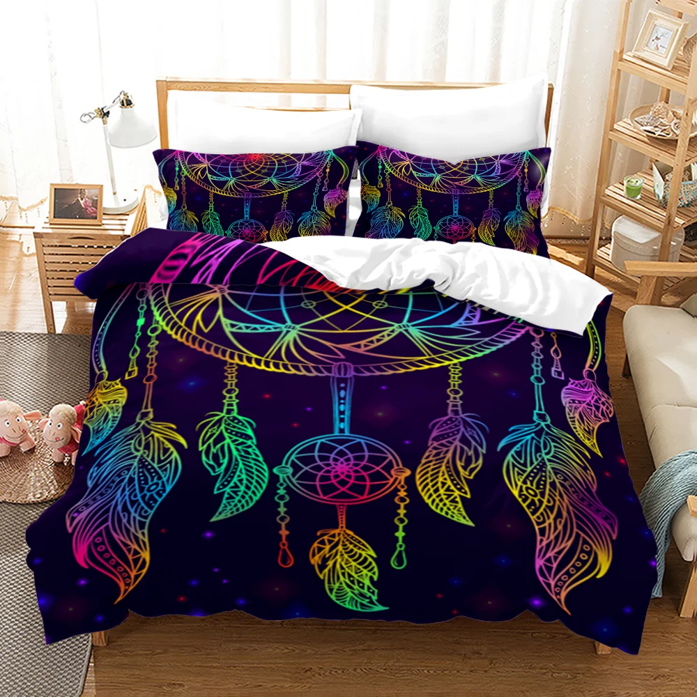 

Dreamcatcher Bedding Set Single Twin Full Queen King Feather Size Bed Set Aldult Kid Bedroom Duvetcover Sets 3D Print 013