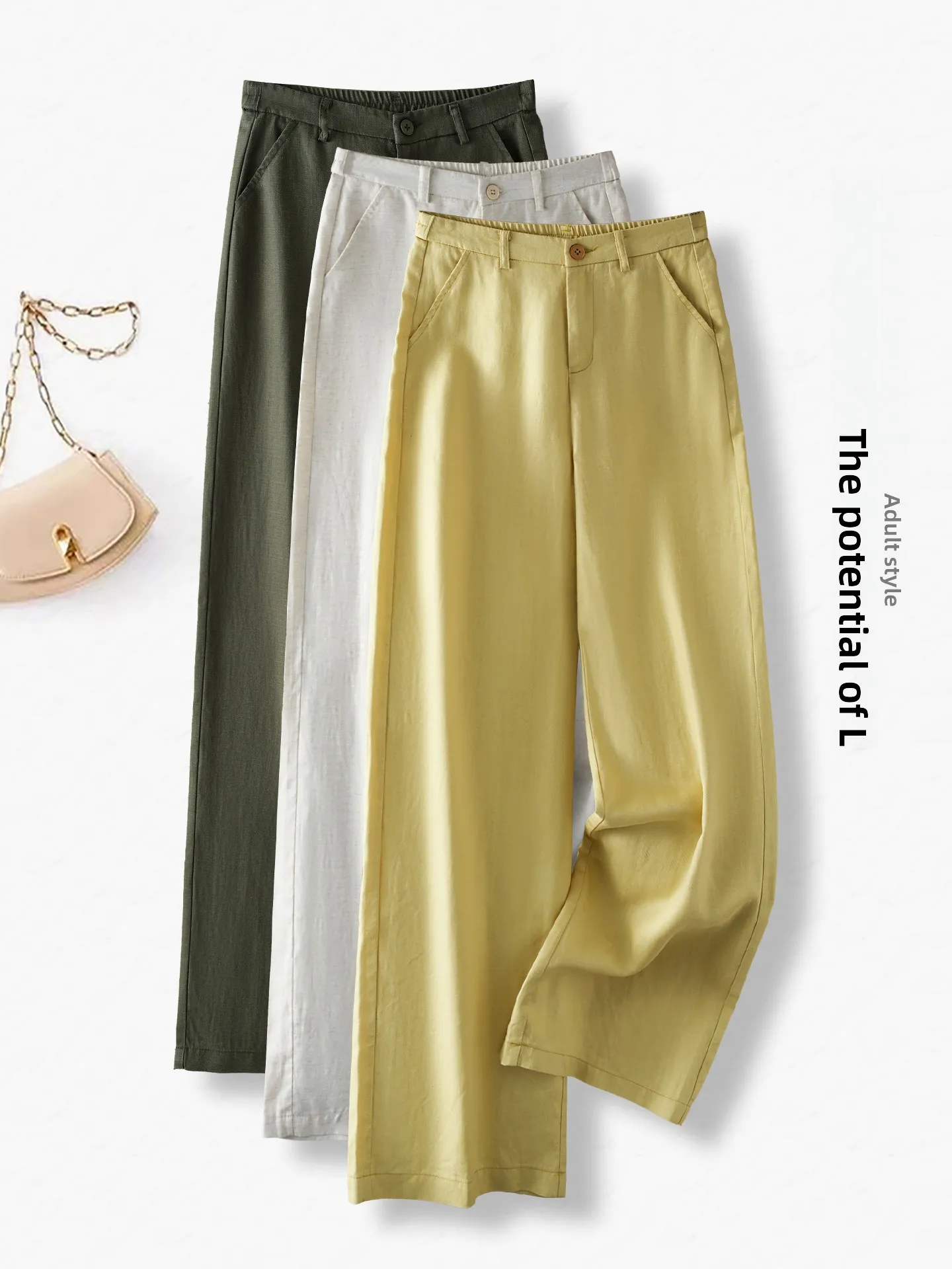 

High Waist Wide Leg Pants Women's Summer Thin Version Casual Loose Fit Linen Straight Cut Sun Protection Pants