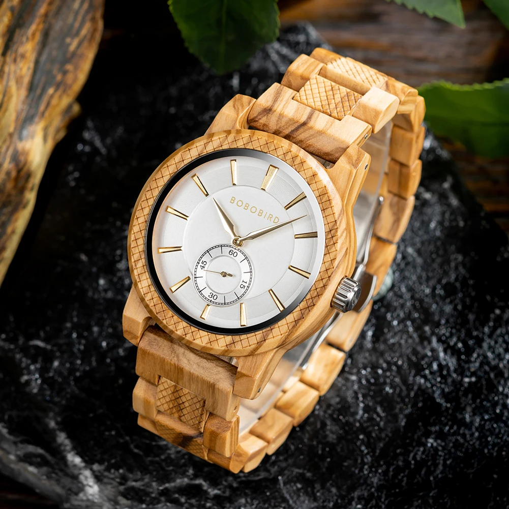 BOBOBIRD Wood Watch 2023 New Men\'s Quartz Wristwatch Fashion Casual Simplicity Olive Wood Watches Engraved Custom Great Gift