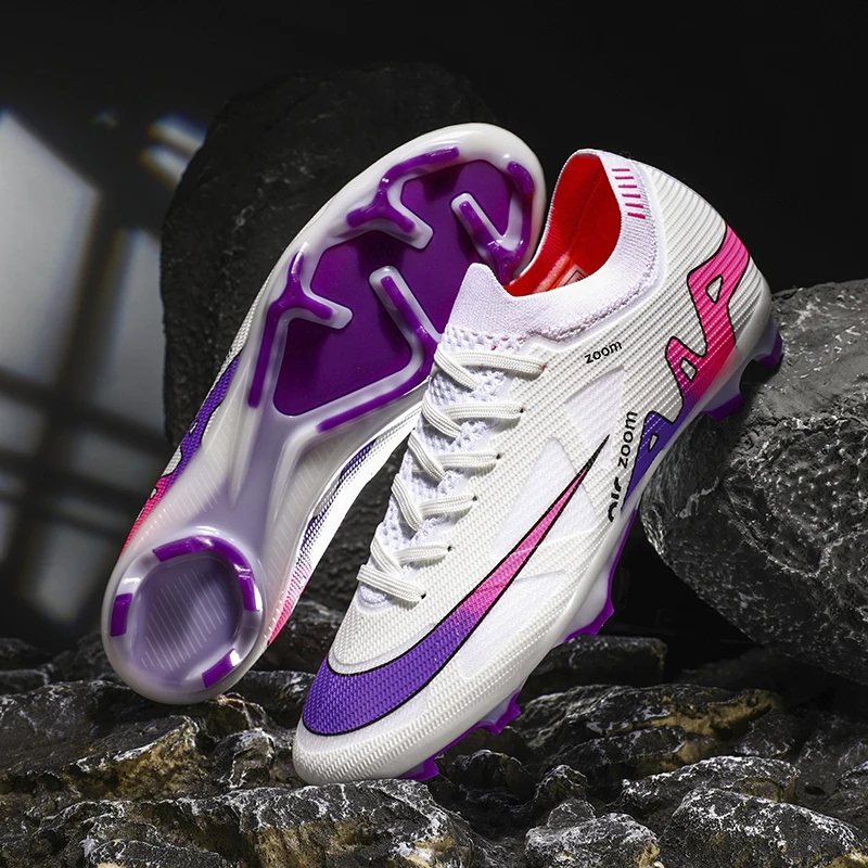 

New Men Football Boots Cleats Breathable Soccer Shoes Ultralight Grass Sneakers Match Indoor Long Spikes Training Drop Shipping