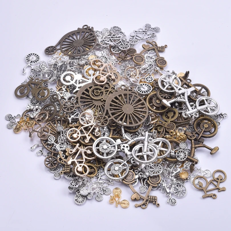 30/50/100pcs Random Mixed Vintage Bicycle Charms Pendant For Jewelry Making Diy Necklace Bracelet Keychain Handmade Accessories