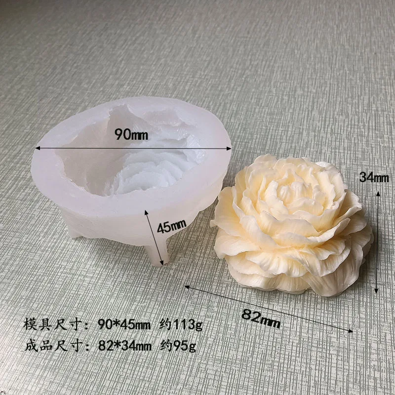 3D Peony Candle Silicone Mould Flower Soap Resin Plaster Mold Ice Chocolate Baking Tool Gypsum Handmade Home Decoration Gift