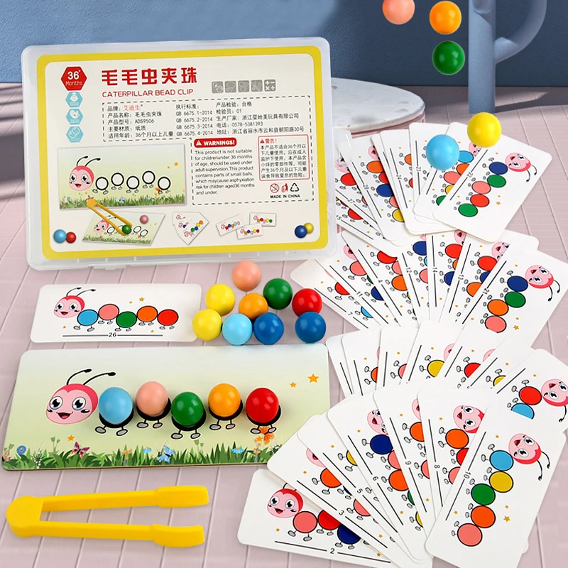 1 Set Color Sorting Montessori Educational Learning Props Clip Beads Toys Gifts Fine Motor Skill Toy For Preschool Kids