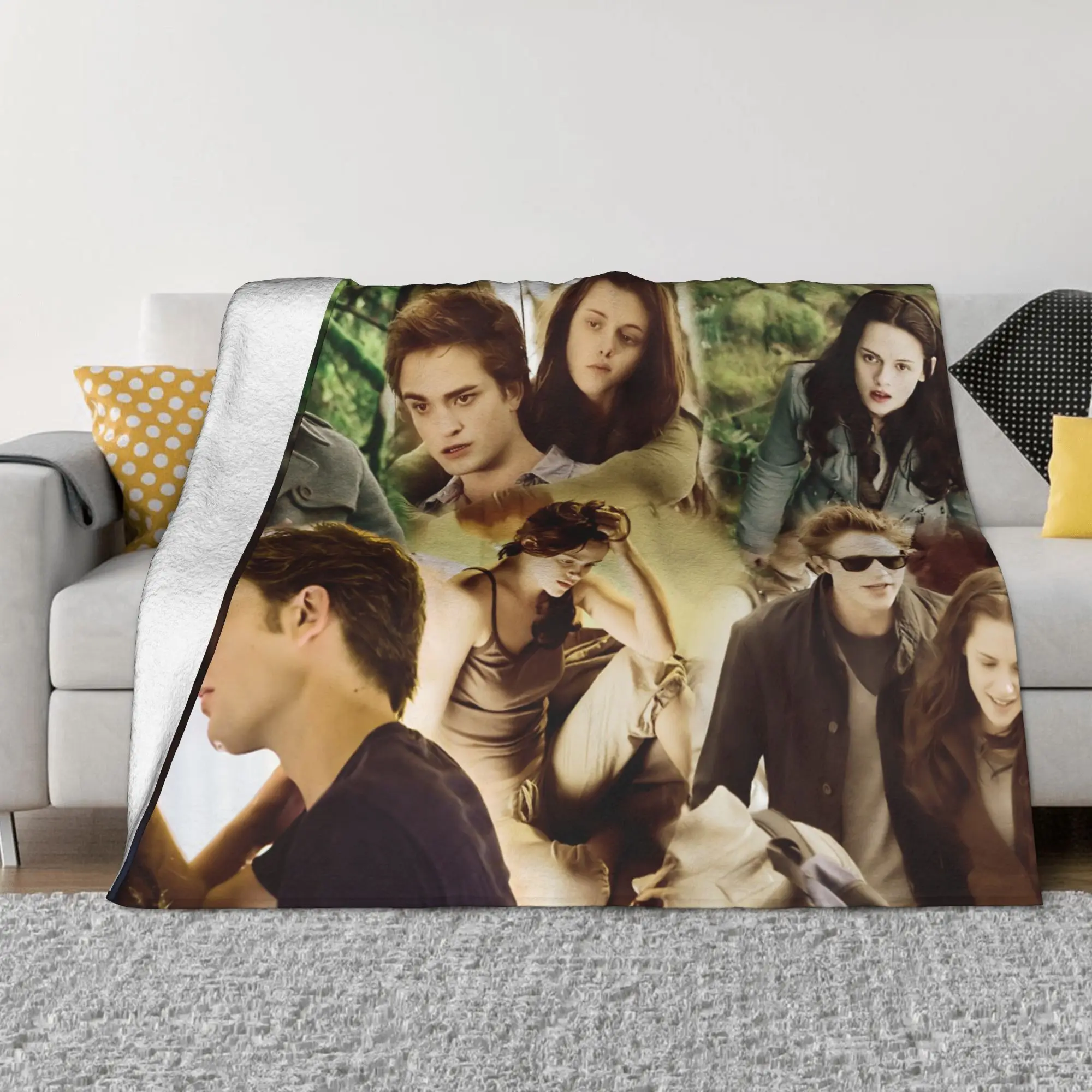Edward Bella Flannel Throw Blanket The Twilight Saga Movie Blanket for Home Travel Ultra-Soft Bedspread