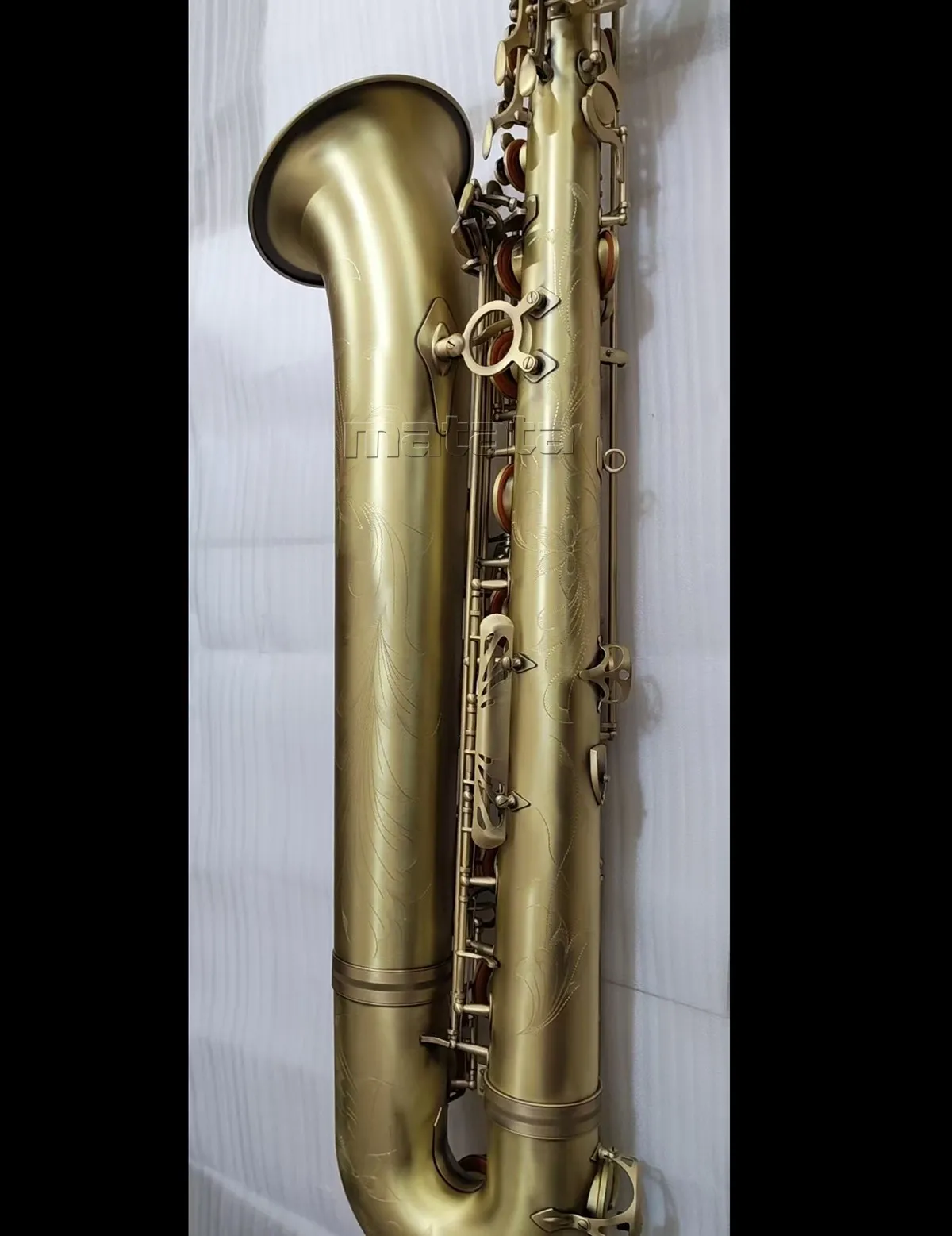 High quality Antique bronze Baritone Saxophone New Eb Bari 2 Necks With Luxury flight Case