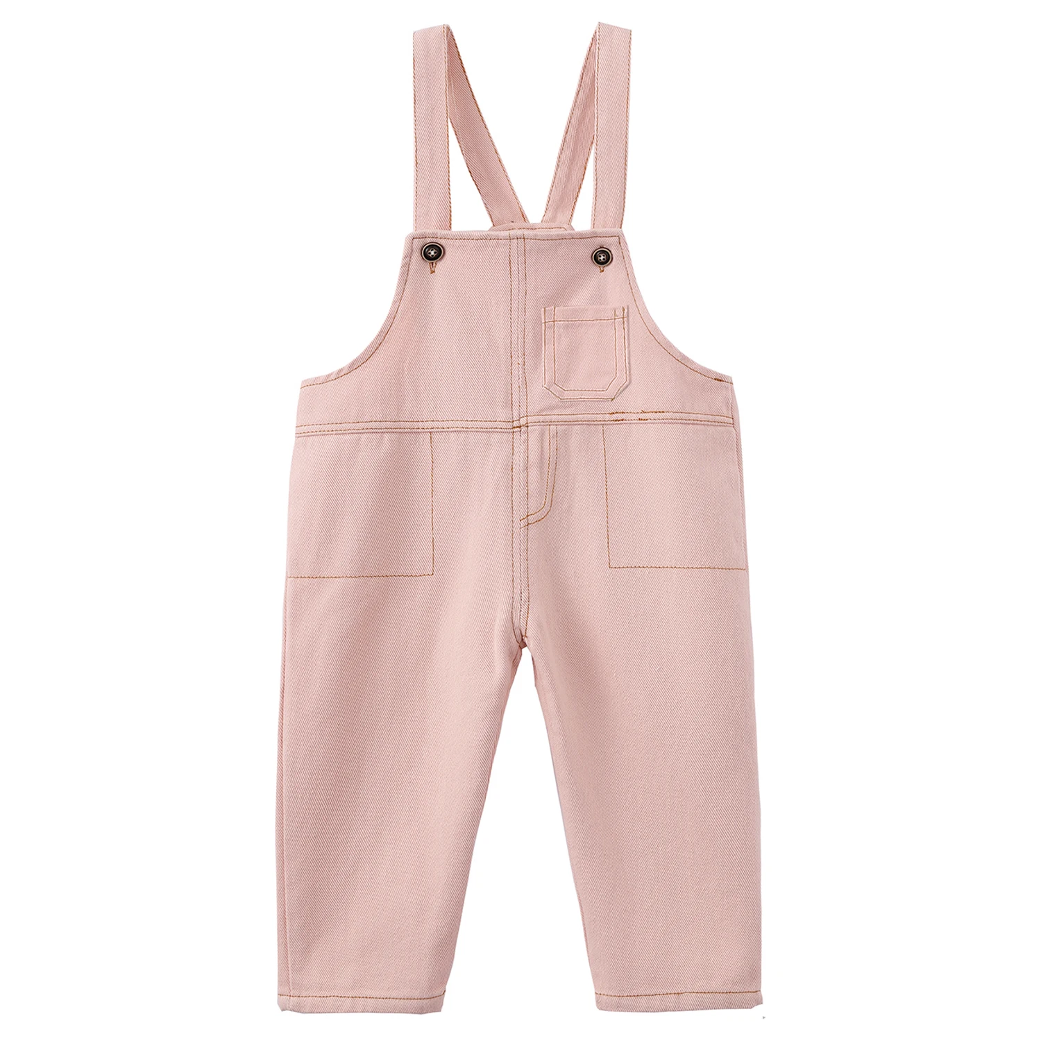 Mudkingdom Toddler Boys Girls Denim Overalls Button Multi-pocket Cotton Plain White Pants for Kids Jean Jumpsuit 1-7 Years