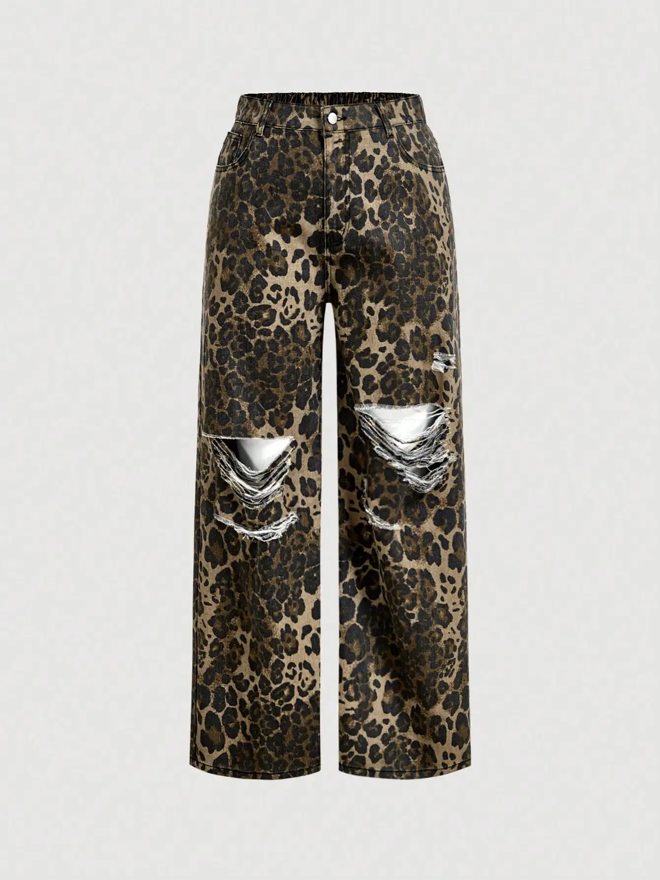 

Джинсы женские с леопардовым принтом, рваные, широкие, с высокой талией, повседневные, в стиле boyfriend, осенние брюки