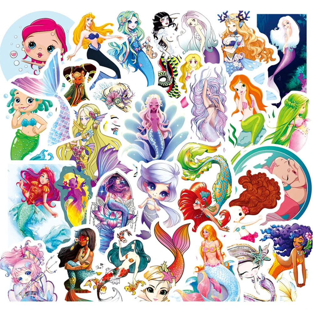 

10/30/50pcs Disney Movie The Little Mermaid Cartoon Stickers Phone Laptop Luggage Skateboard Graffiti Decals Fun for Kid Toys