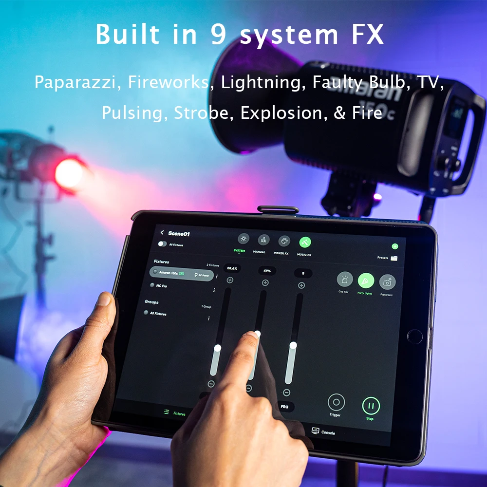 amaran 150c أضواء LED للتصوير الفوتوغرافي بضوء فيديو 150C من amaran ، K-ak Live rktokww لتدفق الصور وتسجيل الفيديو بالخياطة