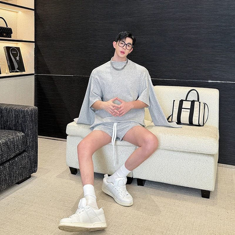 

Summer New Men's Sweatirt Set Casual Sports Multi-Sve Design ort Pants Two-Piece Set Korean Sle Trendy round Ne Pu...