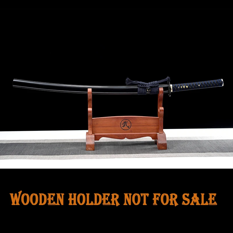 High Quality Wooden Sword, No Sharp Edge,Training Sword, Wood Blade, Bushido Props,Samurai Katana, Blue Cord, Decor