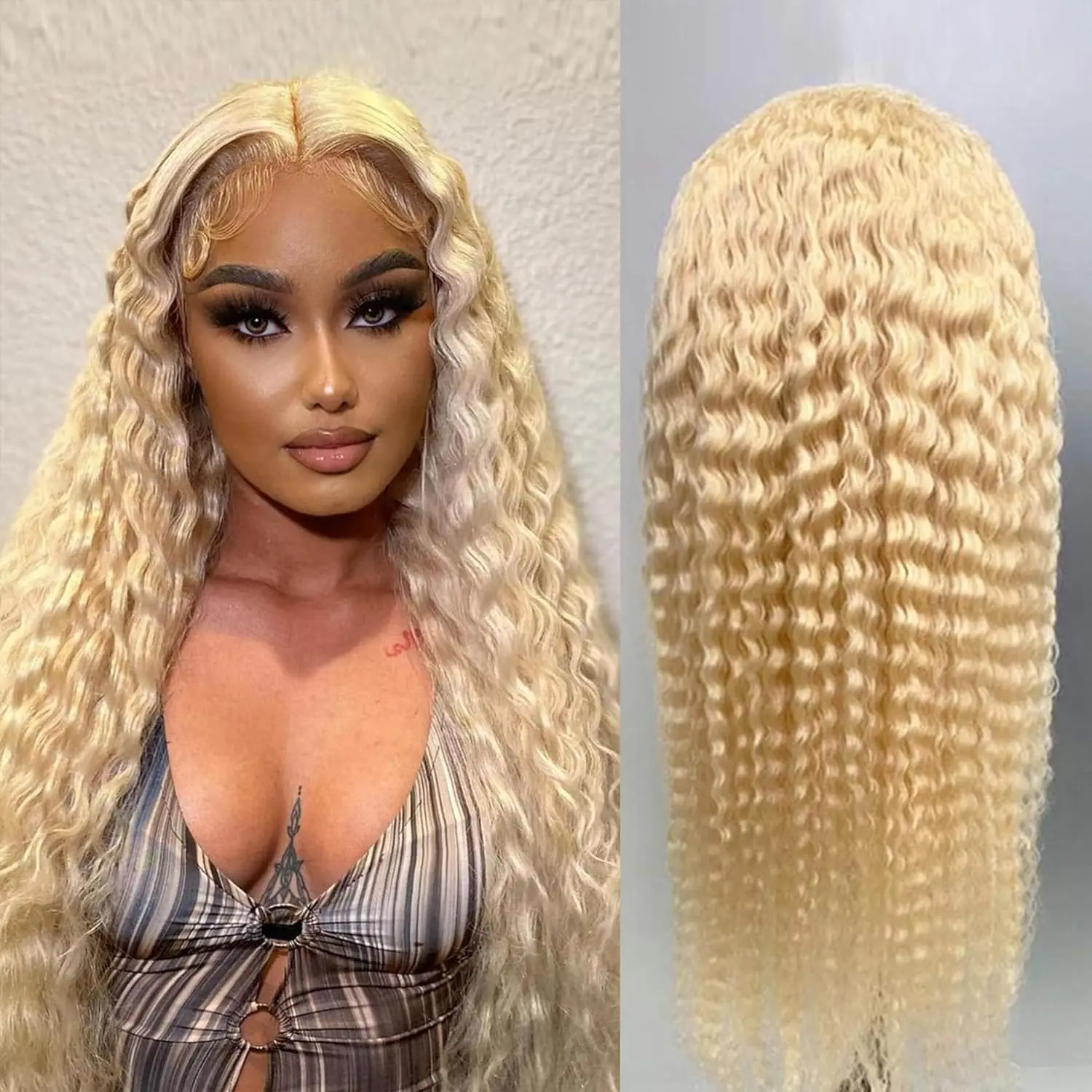 Brazilian Remy 613 Blonde Deep Wave Frontal Wigs 13x4 13x6 Hd Lace Frontal Wig Curly wave Lace Front Human Hair Wigs for Women