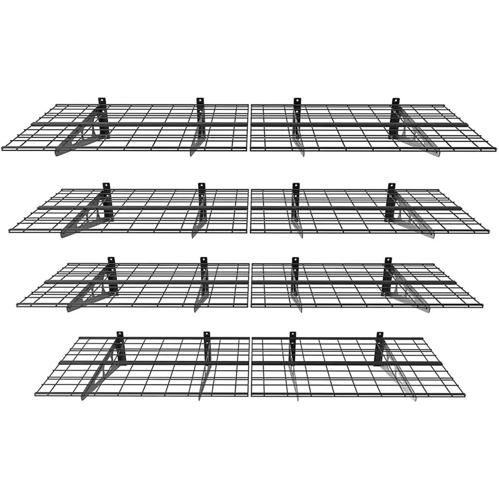 4-Pack 2x6ft 24-inch-by-72-inch Wall Shelf Garage Storage Rack Floating Shelves, Black  kitchen storage  bathroom accessories