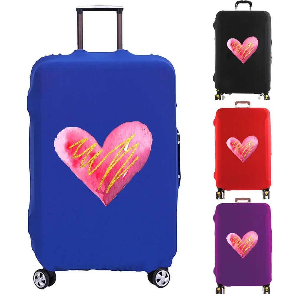 Luggage Cover Suitcase Protector Trend Pink Heart Print Thicker Elastic Dust Cover To 18-32 Inch Trolley Case Travel Accessories