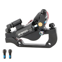 MTB Cable-Actuated Hydraulic Disc Brake Caliper, Large Piston, High-Strength Aluminum, Powerful Braking, Lightweight, Black-Red