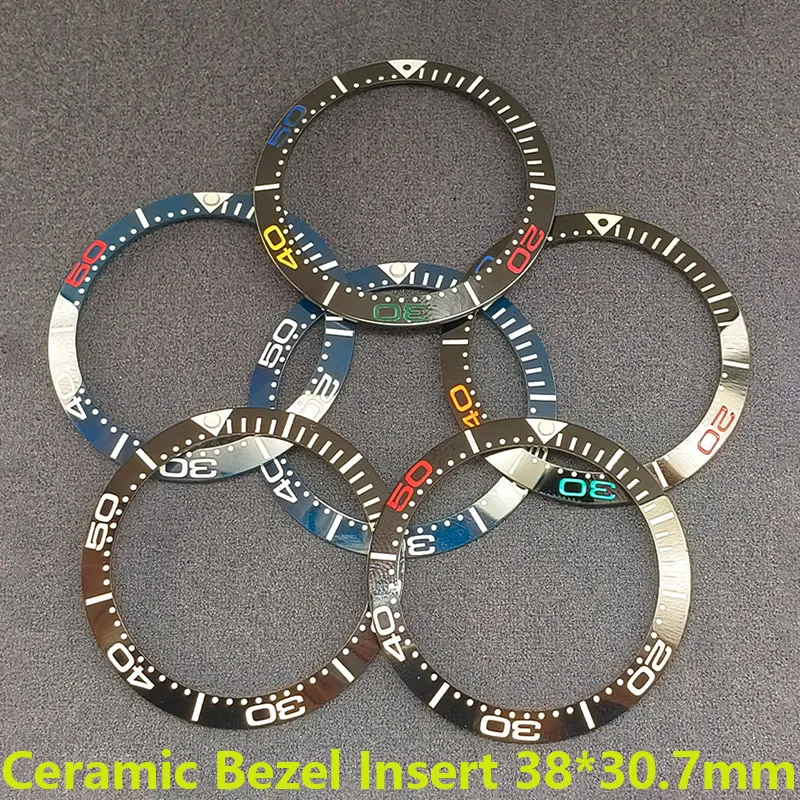 

38mmx30.7mm SKX007 Curved Ceramic Bezel Insert Fits SKX007 SKX009 SRPD SUB Watch NH35 NH36 Movement Men's Watch Bezel Ring Parts