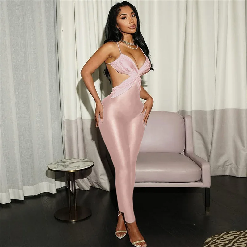 2025 Autumn New Women's Fashion Sexy Hot Girl Color-block Cross Backless High-waist Tight-fitting Jumpsuit