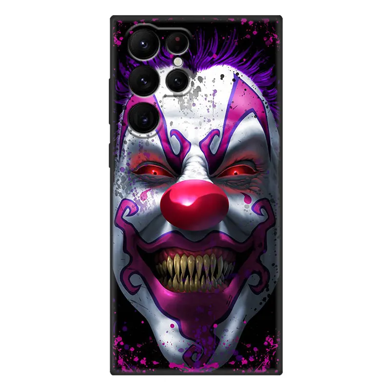 Horror The Clown Phone Case For Samsung Galaxy S23 S22 S21 Ultra S20 FE 5G S10E S10 Lite S9 S8 Plus S7 Edge Black Cover