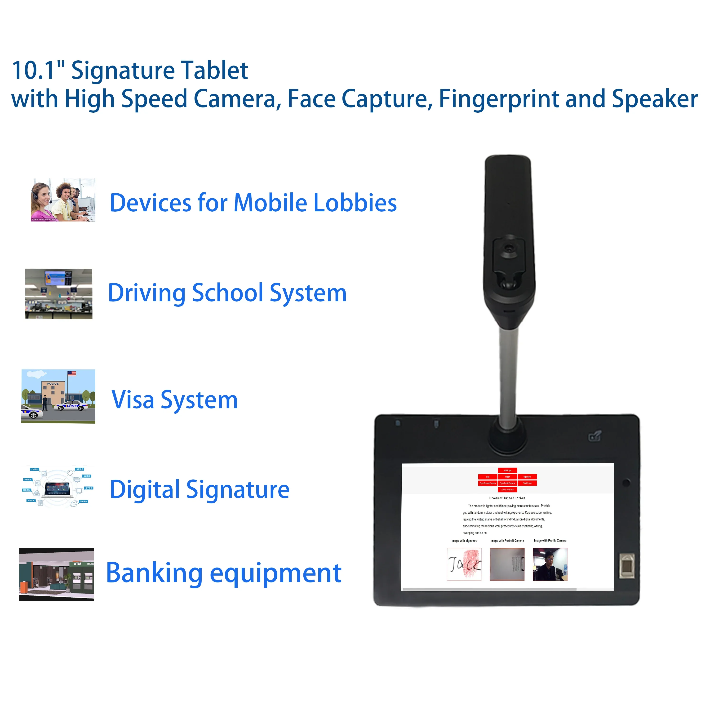 Smart Signature Pad High Speed Camera Document Scanner Fingerprint Recognition IC Card Electronic Signature Tablet With Stylus