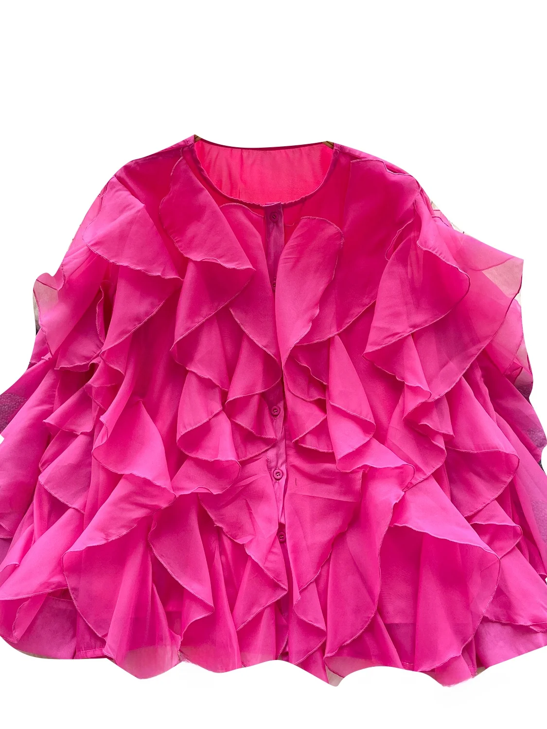 Faionable Camicetta da donna irt Lantern Sve Orlo irregolare Finiture in pizzo Corte Sle Collezione autunnale 2025 Delicata sulla pelle...