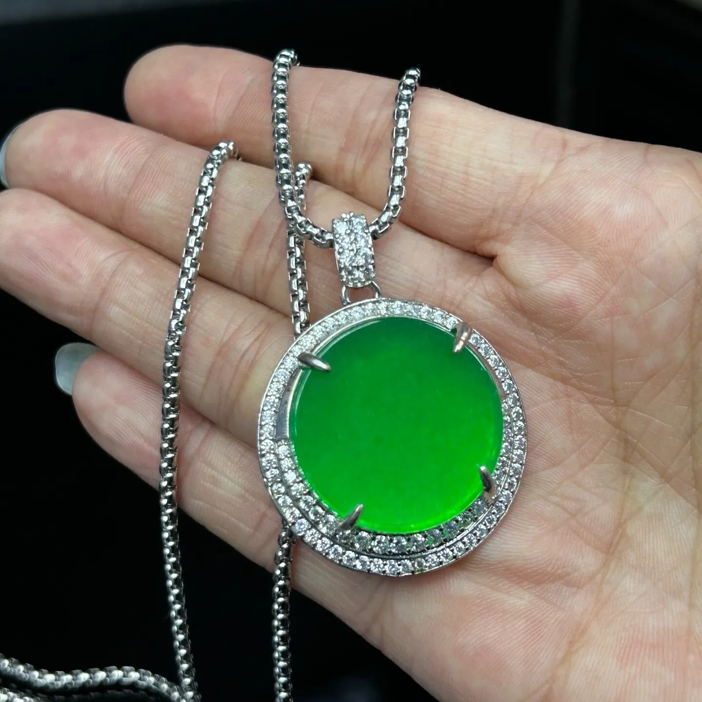 Genuine Natural High Ice Green Jade Amulet Pendant Necklace Real Jade Jewelry For Women Men Luck Protection