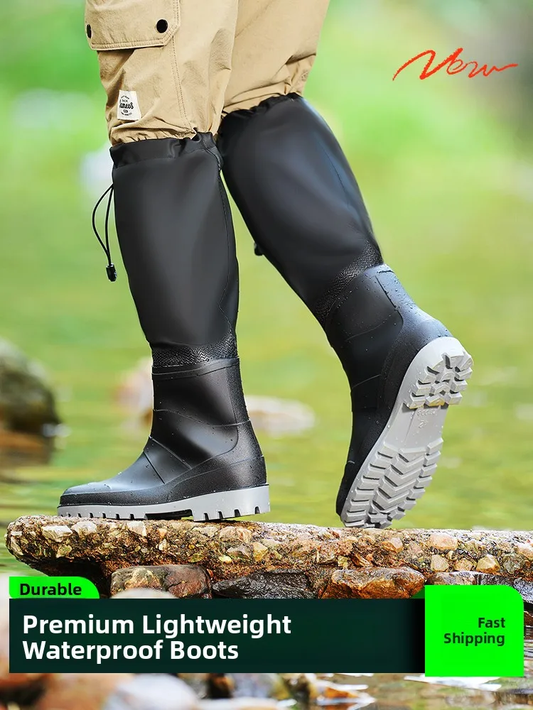 

ex Waterproof Anti-slip Rain Boots River Fiing oes Outdoor Exploration Scenic Spot Geoaphical Feature Seood Gathe...