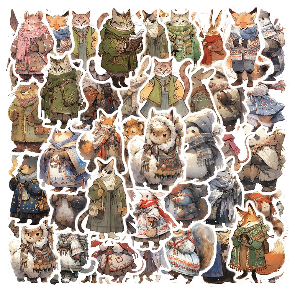 10/50Pcs Cartoon Kawaii Funny Cute Animal Varied Stickers Pack for Kids Travel Luggage Notebook Helmet Decoration Graffiti Decal