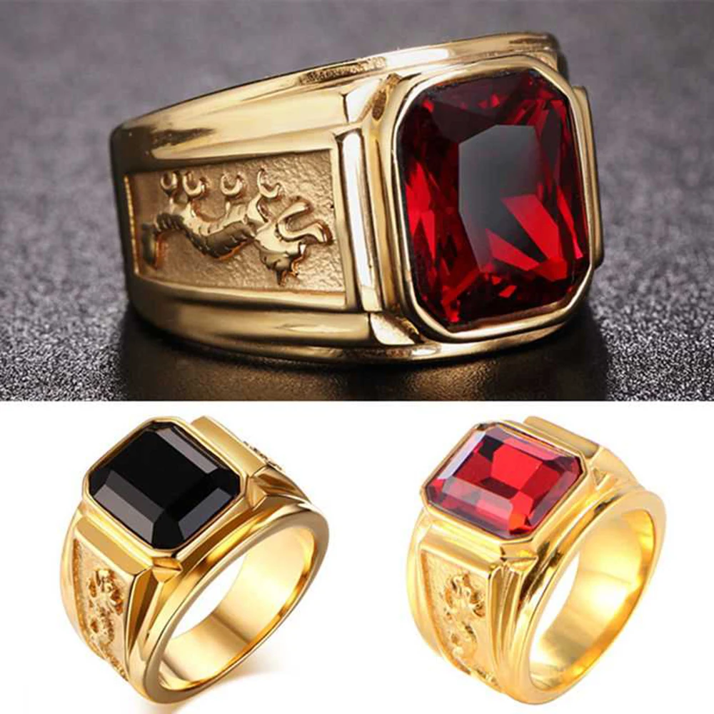 BAOSHINA Hot Selling Vintage CZ Zirconium Stone Alloy Ring For Men Fashion Punk Style Man Rings Bijoux Men\'s Jewelry