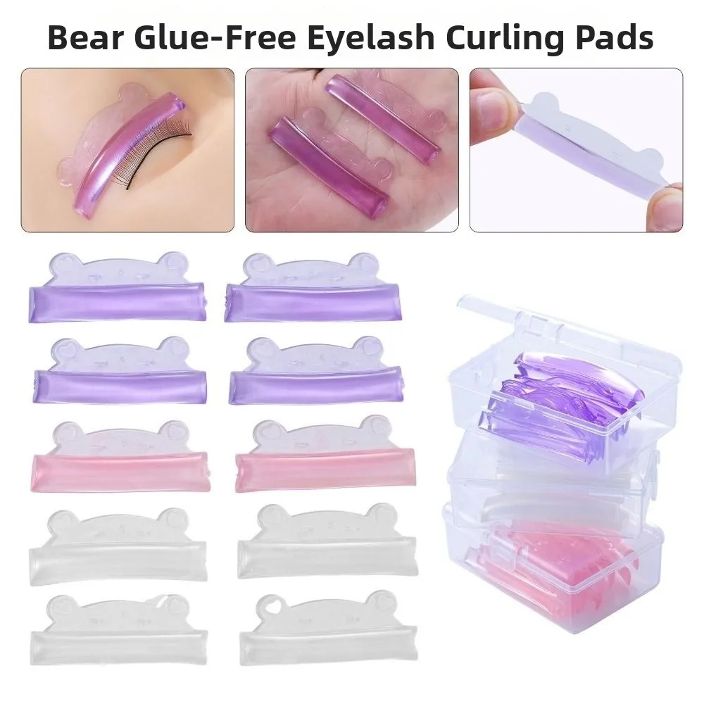 5 Pairs Silicone Bear-shaped Eyelash Curling Pads Reusable Self-Adhesive Eyelash Perm Curler Ultra Thin Eyelash Curling Tools