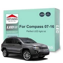 9Pcs Cars Accessories For Jeep Compass 2007 2008 2009 2010 2011 2012 2013 2014 2015 2016 Canbus LED Interior Light Bulb Tools