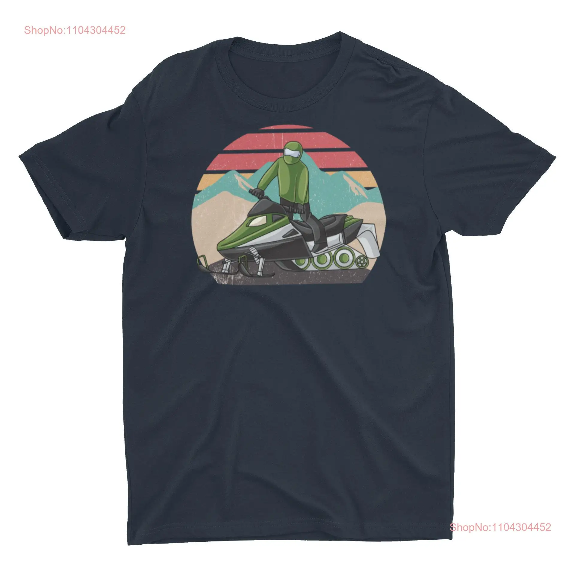 Retro Style Mountains and Snowmobile Classic T Shirt long or short sleeves